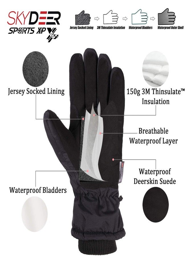 SKYDEER Waterproof Deerskin Suede Leather Ski Gloves for Snowboarding, Skiing, Ice Fishing, Snowmobile, Ice Skating, Hiking, Kayaking (SD8650T/L) - Image 2